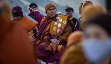 Venerable Bhikkhu Pannakara is seen during the Walk for Peace closing ceremony in front of the Lincoln Memorial in Washington, DC on February 11, 2026. (Photo by Nathan Posner/Anadolu via Getty Images)