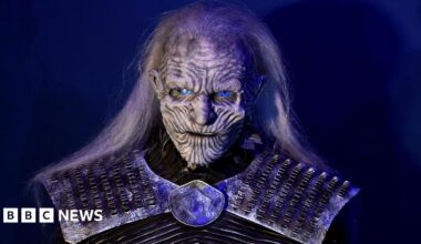 A White Walker on display at the Game Of Thrones: The Touring Exhibition press launch at Titanic Exhibition Centre on April 10, 2019 in Belfast, Northern Ireland.