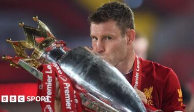 James Milner kisses Premier League trophy