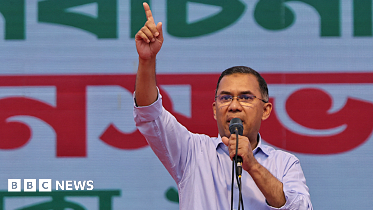 Bangladesh Nationalist Party (BNP) chairman Tarique Rahman speaks during an election campaign rally