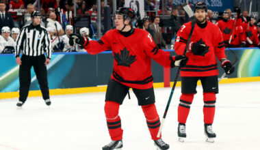 Celebrini becomes 1st NHL player to score on penalty shot at Olympics in Canada win