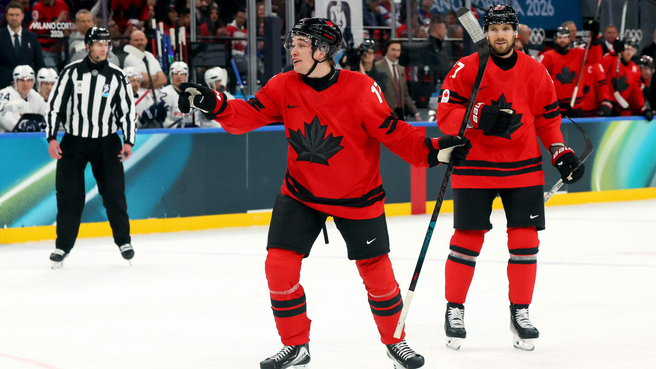 Celebrini becomes 1st NHL player to score on penalty shot at Olympics in Canada win
