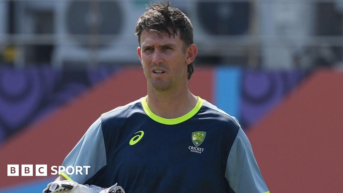 Mitchell Marsh with a pensive expression after a training session with Australia