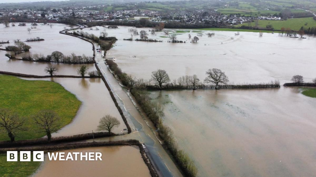 A photo of flooding in Axminster, Devon