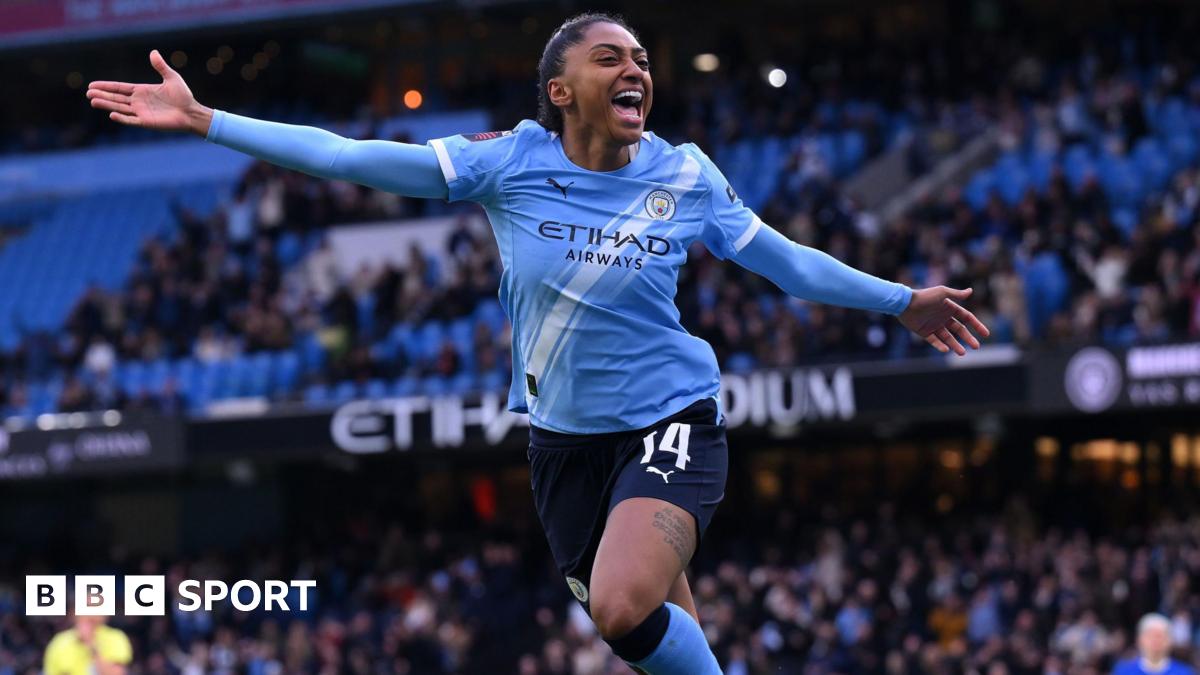 Manchester City's Kerolin celebrates scoring against Chelsea
