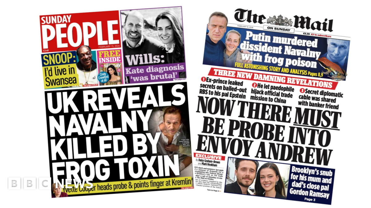 The headline on the front page of the Sunday People reads: “UK reveals Navalny killed by frog toxin”.