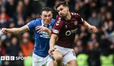 Hearts' Claudio Braga (R) and Rangers' John Souttar in action during a William Hill Premiership match between Rangers and Heart of Midlothian at Ibrox Stadium