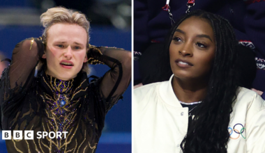 Simone Biles (right) and Ilia Malinin