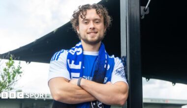 Luke Matheson celebrates scoring at Old Trafford