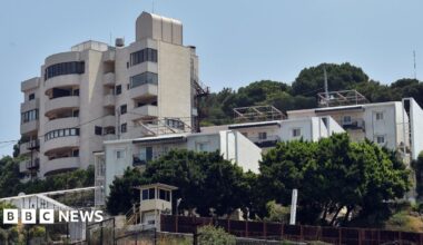 An external view shows part of the US Embassy in Awkar, a northern suburb of Beirut, Lebanon, 05 June 2024.
