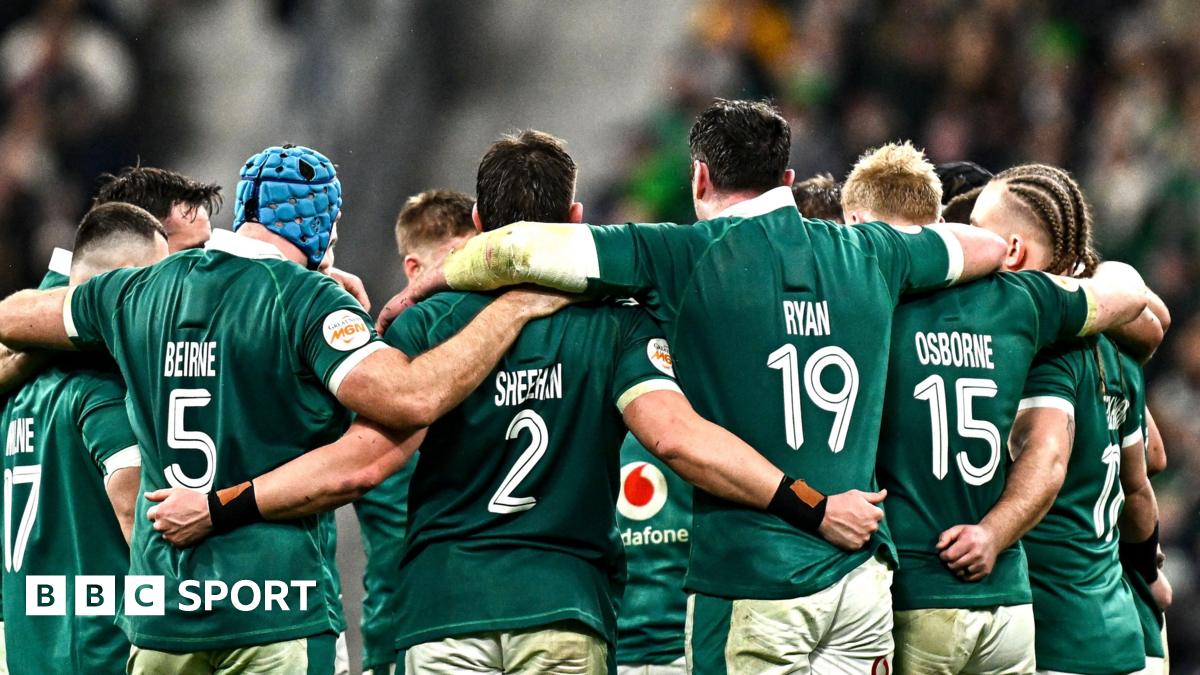 Image showing a split screen of France v Ireland and an advert for a mobile phone