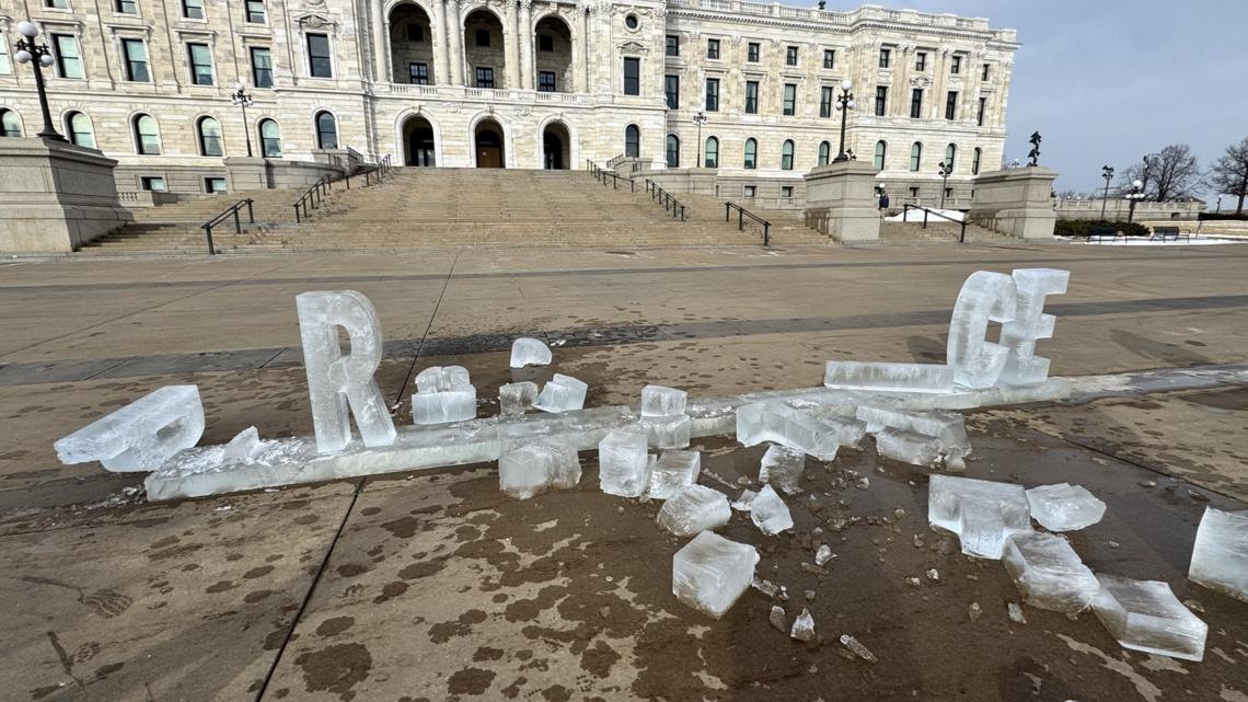 'Prosecute ICE' sculpture destroyed outside State Capitol hours after unveiling