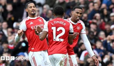 William Saliba (left), Jurrien Timber (centre) and Gabriel
