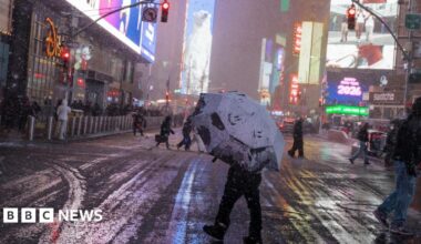 New York City bans most travel as blizzard hits, with thousands of flights cancelled across US