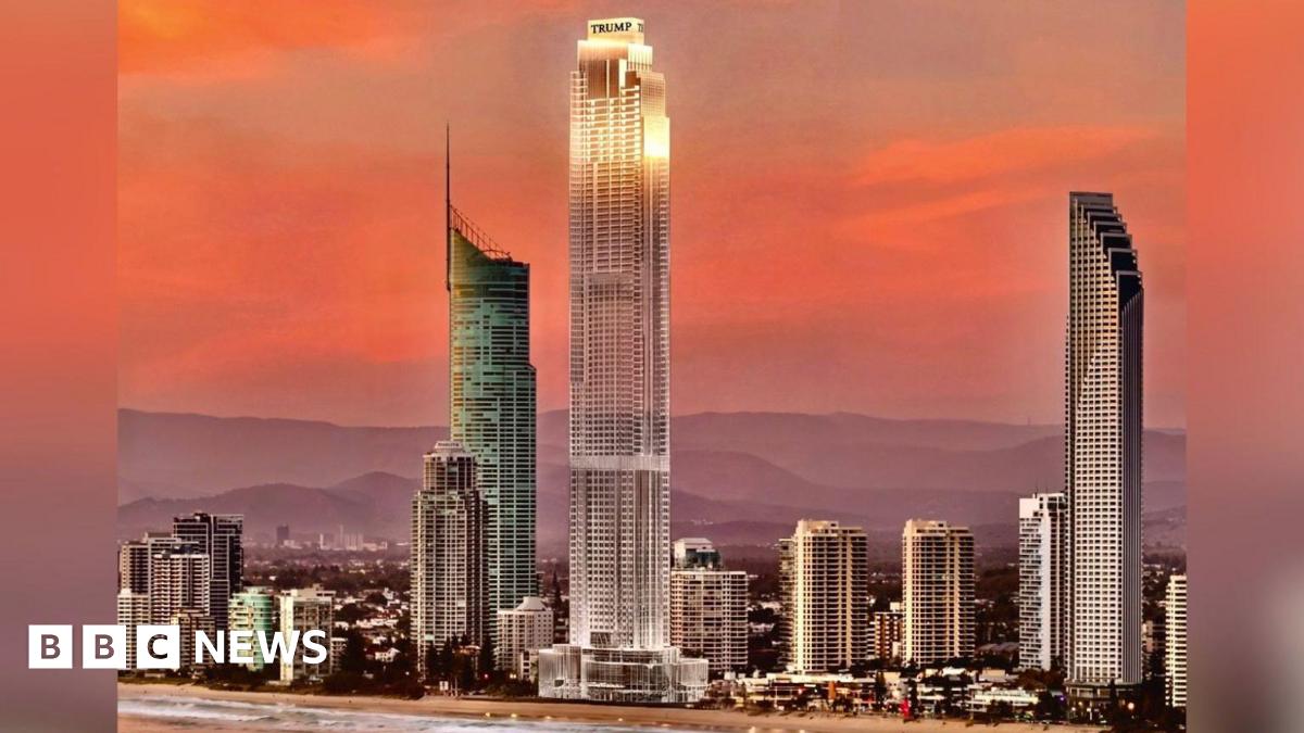 A concept image of the Trump International Hotel & Tower Gold Coast, towering above other skyscrapers and tall buildings on Australia's Gold Coast