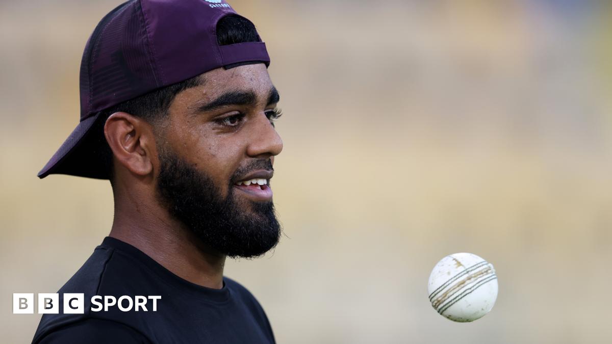 Rehan Ahmed in an England training session