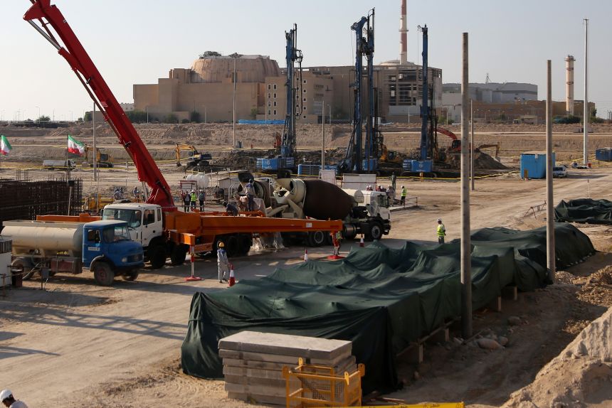 Construction work at the Bushehr Nuclear Power Plant on November 10, 2019.