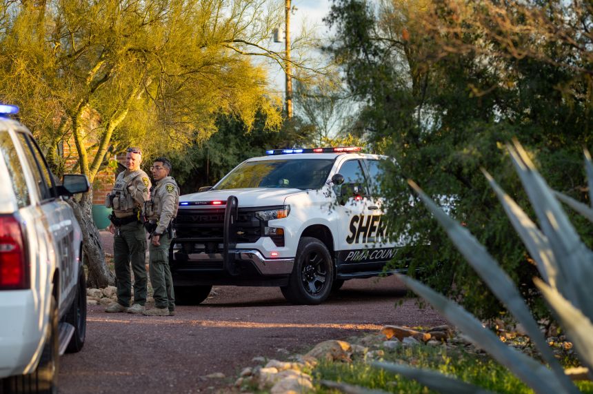 Pima County Sheriff's deputies outside of Nancy Guthrie's residence in Tucson, Arizona on February 15.