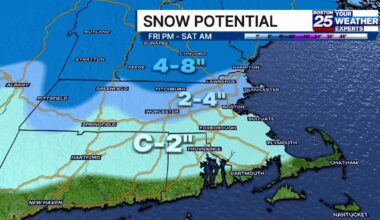 Light snow falling Friday before bigger Monday storm – Boston 25 News