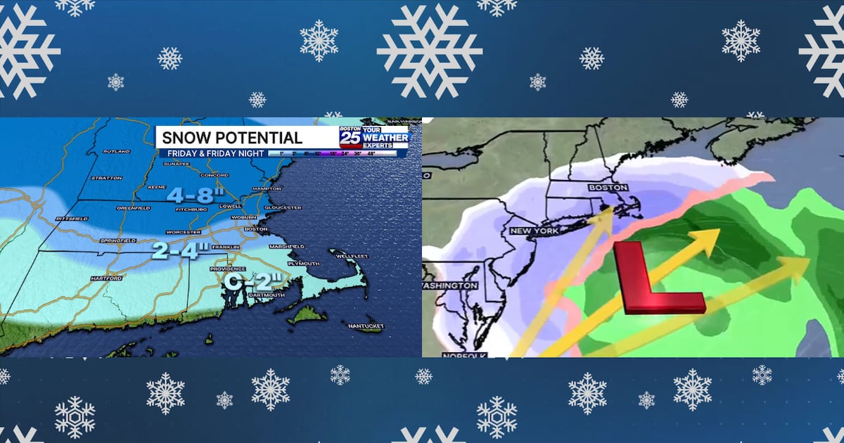 New Friday snow map for Massachusetts, then a possible bigger storm on Monday – Boston 25 News