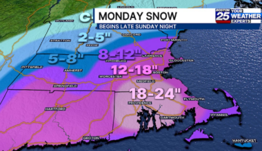 Late Sunday-Monday nor’easter expected to bring heavy snow to Massachusetts – Boston 25 News