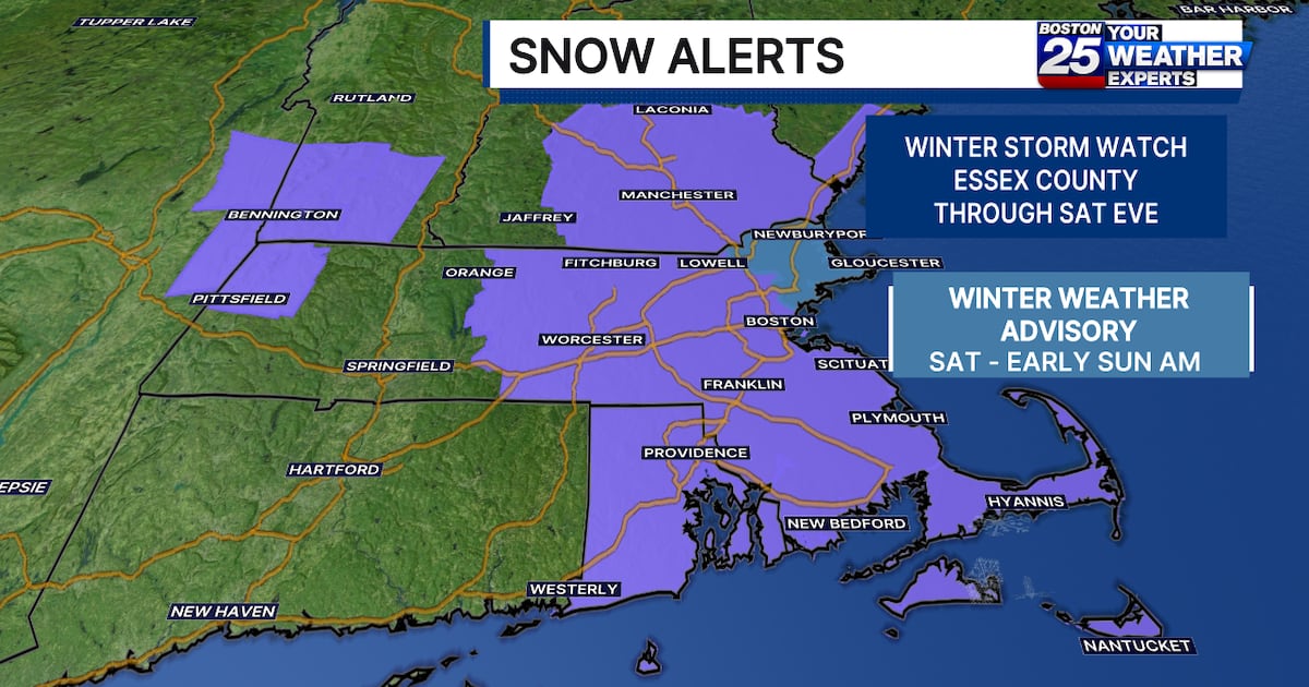 Winter storm watch, advisory issued for parts of Mass. ahead of weekend snow – Boston 25 News
