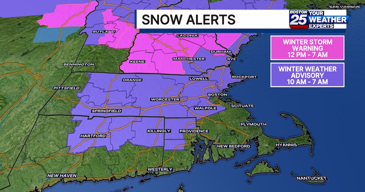 Winter weather advisory issued in parts of Massachusetts – Boston 25 News