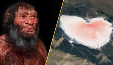 On the left, a reconstruction of a Denisovan. On the right, Salinas Las Barrancas.
