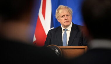 FILE PHOTO: Britain's Prime Minister Boris Johnson holds a news conference in response to the publication of the Sue Gray ...