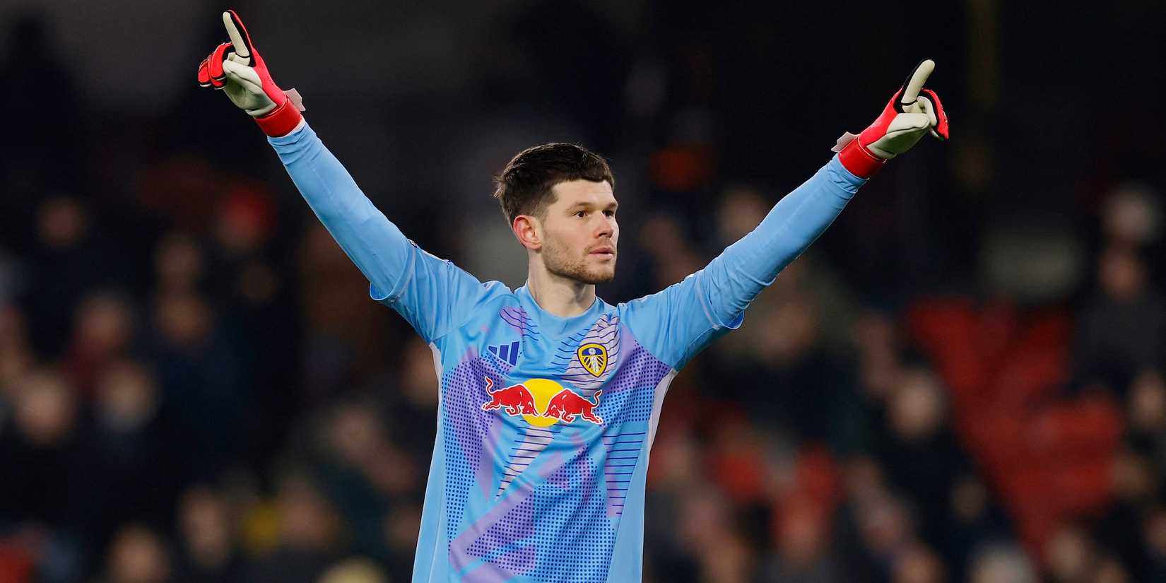 Leeds United's Illan Meslier celebrates