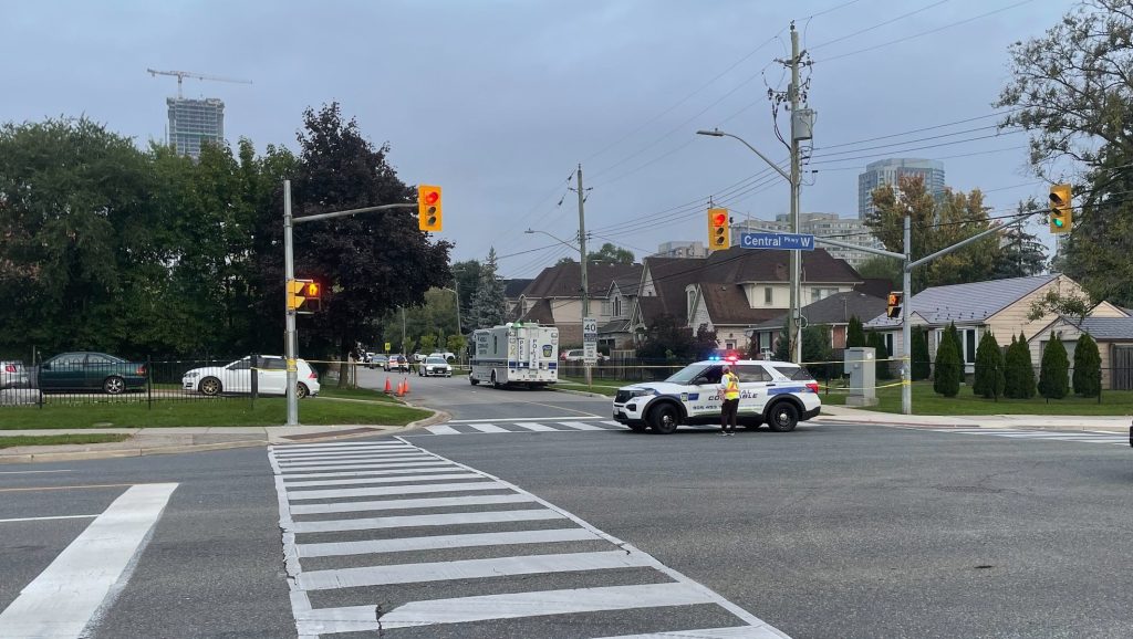 Peel police investigate a homicide in the area of Central Parkway Drive West and Joan Drive in Mississauga on Oct. 1, 2024