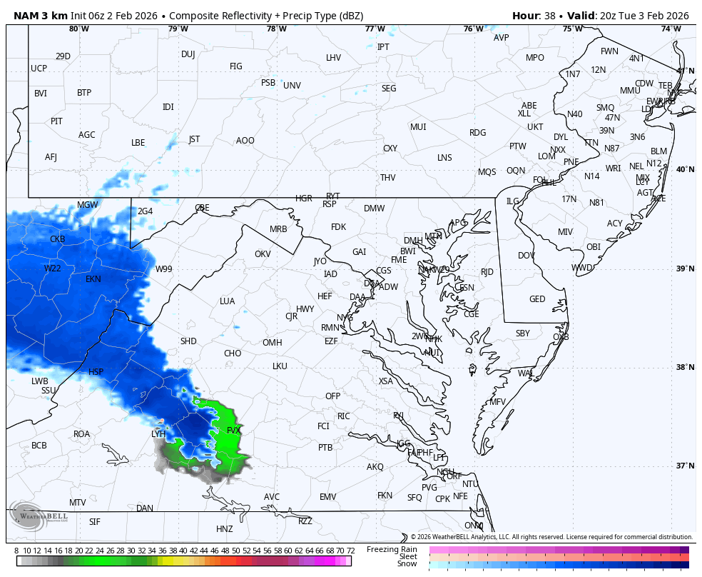 February 2 weather forecast snow radar Tuesday