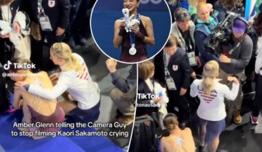Amber Glenn shields crying figure skater from cameraman at Olympics