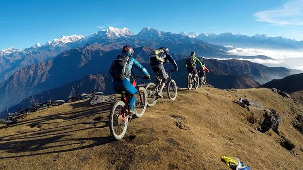 Mountain biking the Himalayas in Everest's shadow