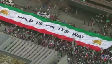 Thousands gather in downtown Los Angeles to protest Iranian regime
