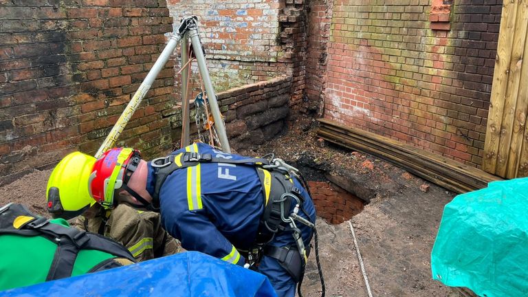 The man was stuck in the well for around two hours. Pic: Staffordshire Fire and Rescue Service