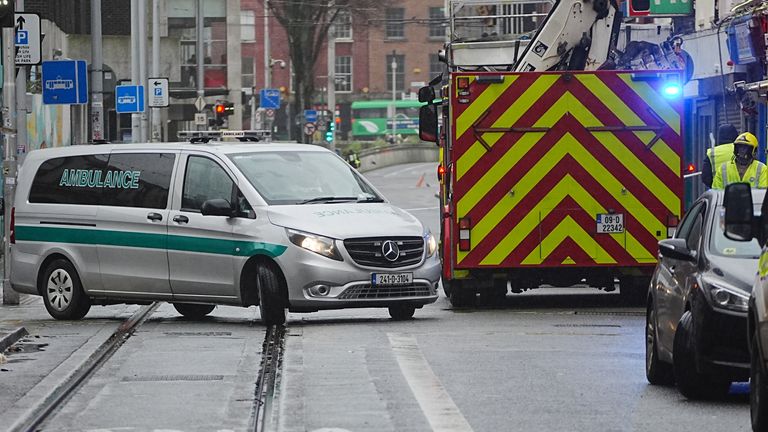 A private ambulance was also called to the scene. Pic: PA