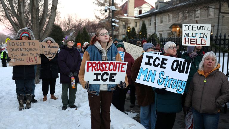 People protest against ICE in Minnesota. Pic: Reuters