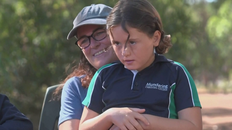 Joanne (left) says her family, including daughter Grace (right), faced the scariest moment ever. Pic: ABC/AP