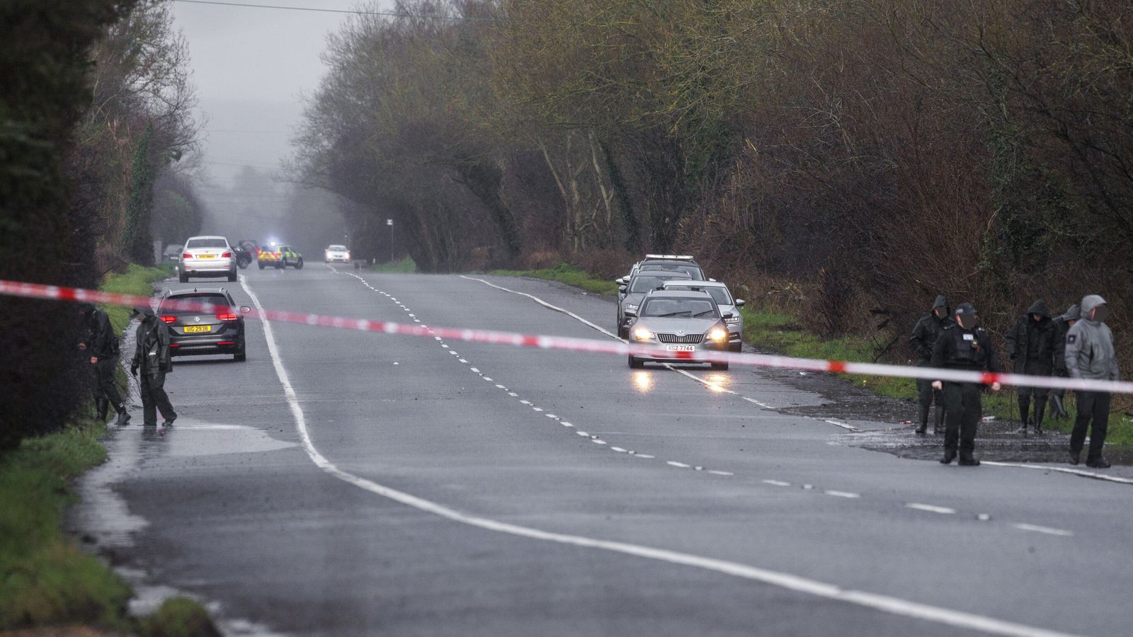 Officers at the scene near Moy, Co Tyrone. Pic: PA