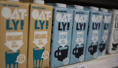Oatly drinks on a supermarket shelf. Pic: PA