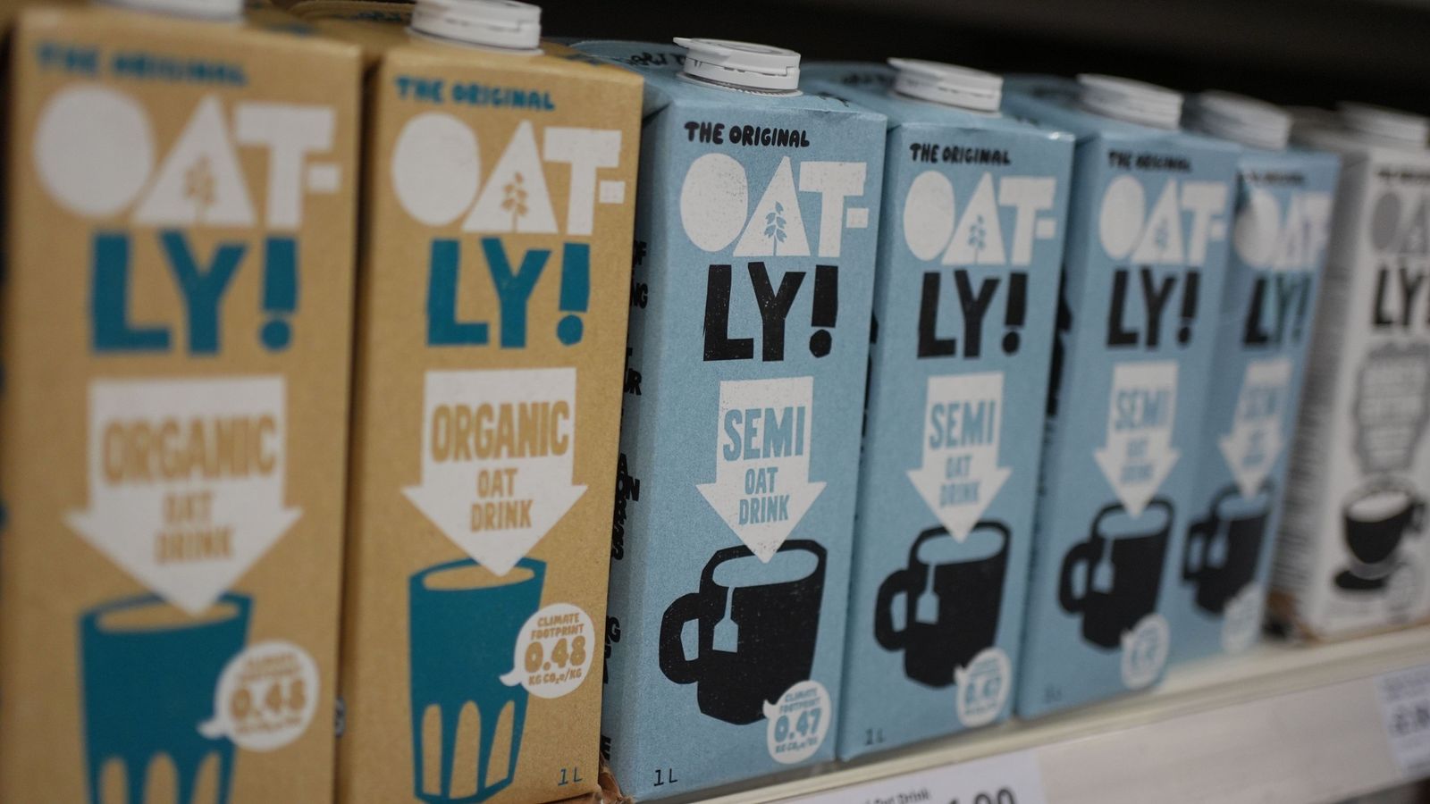 Oatly drinks on a supermarket shelf. Pic: PA