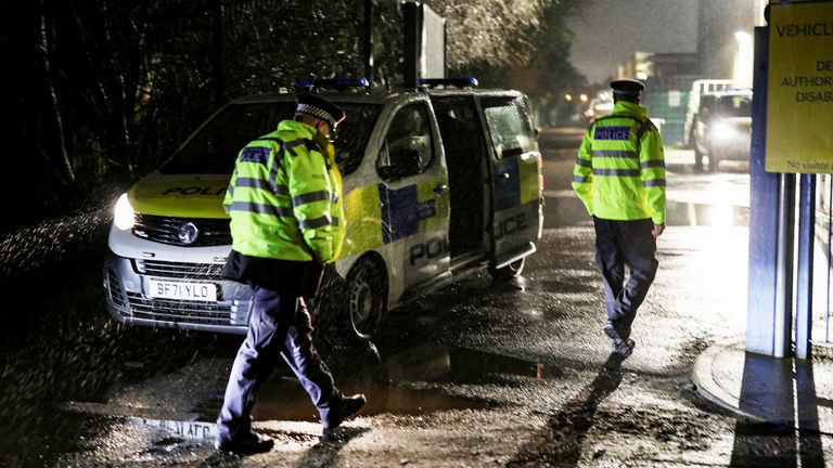 Police at the scene on Tuesday. Pic: Reuters