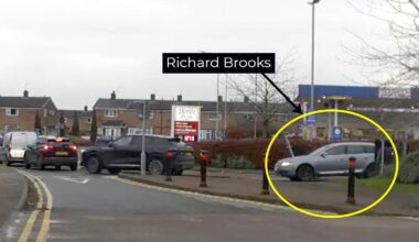 Richard Brooks driving his car out of a Tesco car park. Pic: Durham Constabulary/PA