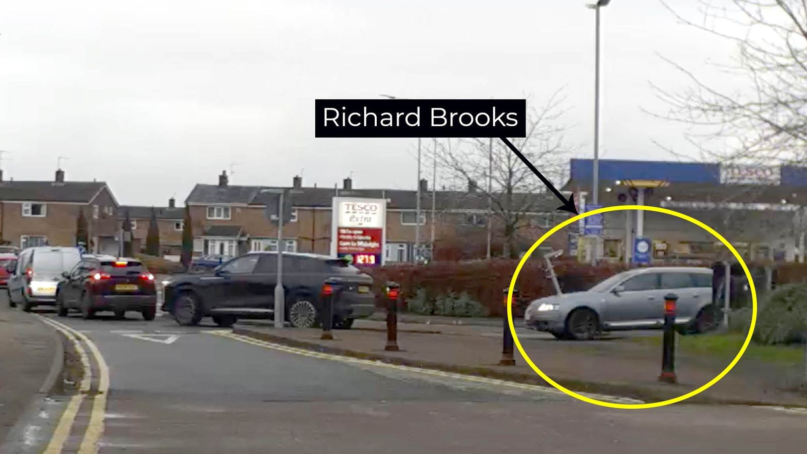 Richard Brooks driving his car out of a Tesco car park. Pic: Durham Constabulary/PA