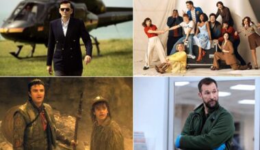 Sky is bringing streamers together. Pics: Rivals - Disney+, SNL UK - Charlotte Rutherford/ Sky UK, The Pitt - Warrick Page/ HBO MAX, Stranger Things - Netflix