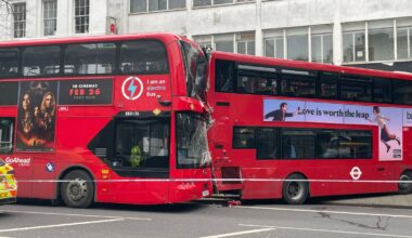 The crash scene in Newington Causeway, Southwark. Pic: PA
