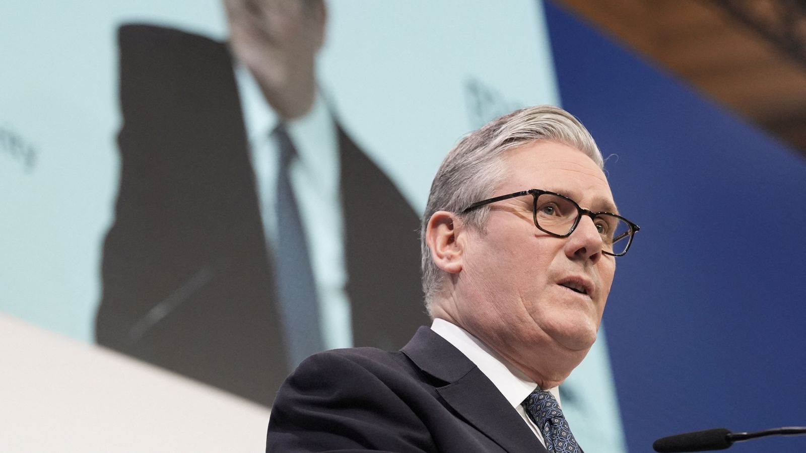 British Prime Minister Sir Keir Starmer speaking during the Munich Security Conference on Saturday. Pic: Reuters