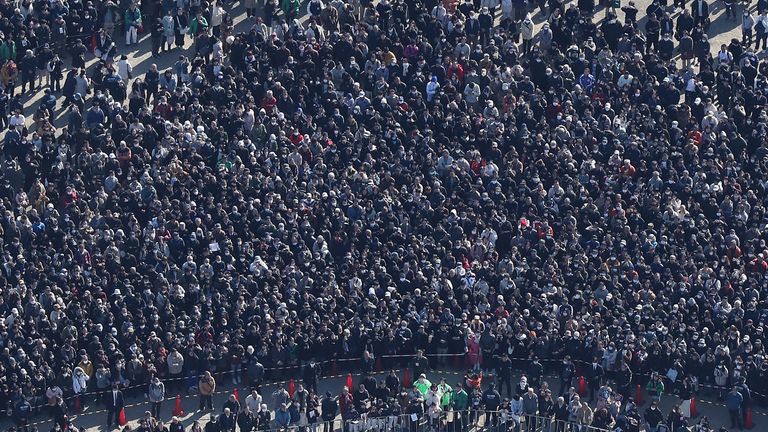 A large crowd gathered to listen to Ms Takaichi appealing for votes for an LDP candidate in January. Pic: AP