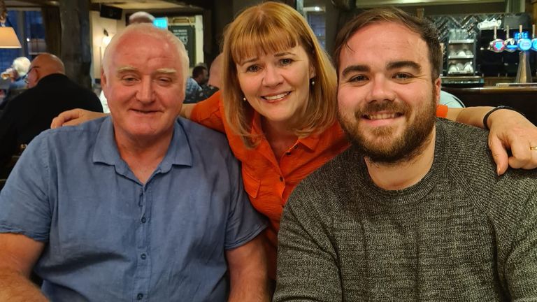 Elena Walsh (centre) with her husband and son. Pic: PA
